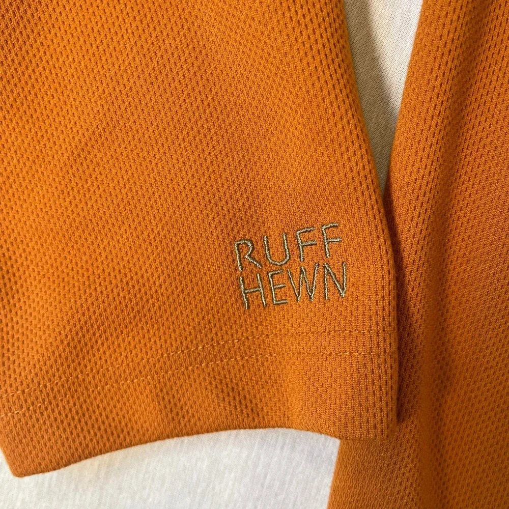 Vintage RuffHewn Mens XL Quarter Zip Burnt Orange Pullover Textured Waffle Knit